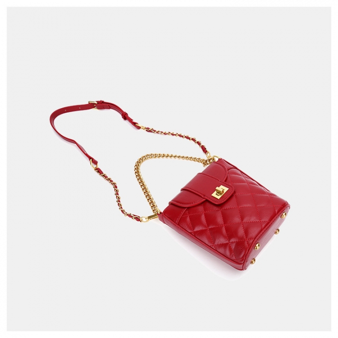 bolsa de grife bolsa de couro vermelha saco de balde cadeia bolsa de ombro 