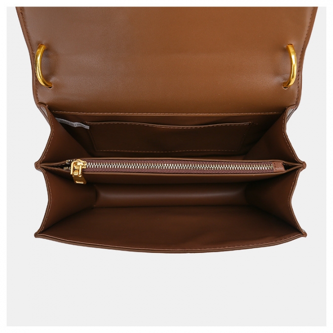 bolsas de marca americana sacola de couro liso com bolsa de fechamento de metal exclusivo 