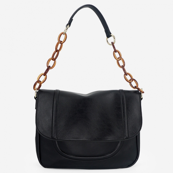Professional soft pu leather shoulder handbag wit acrylic chain strap Supplier