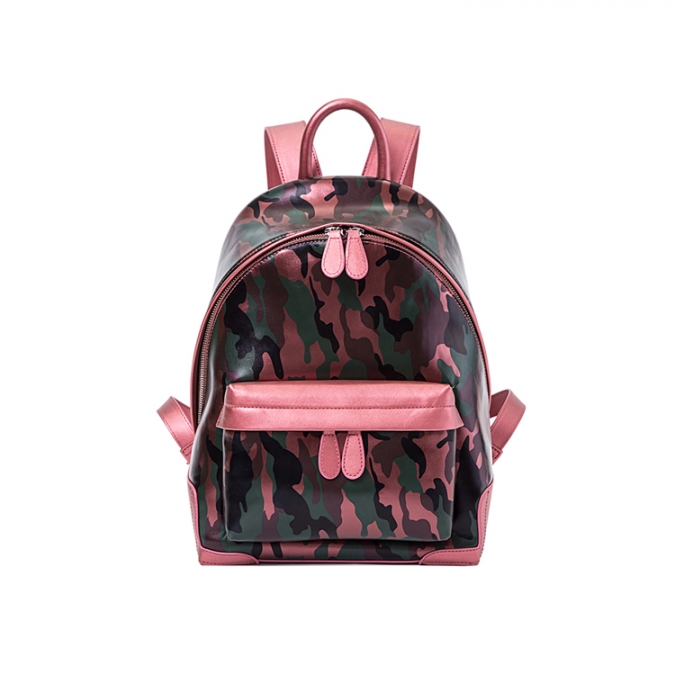 Camouflage Women's Leather School Backpack