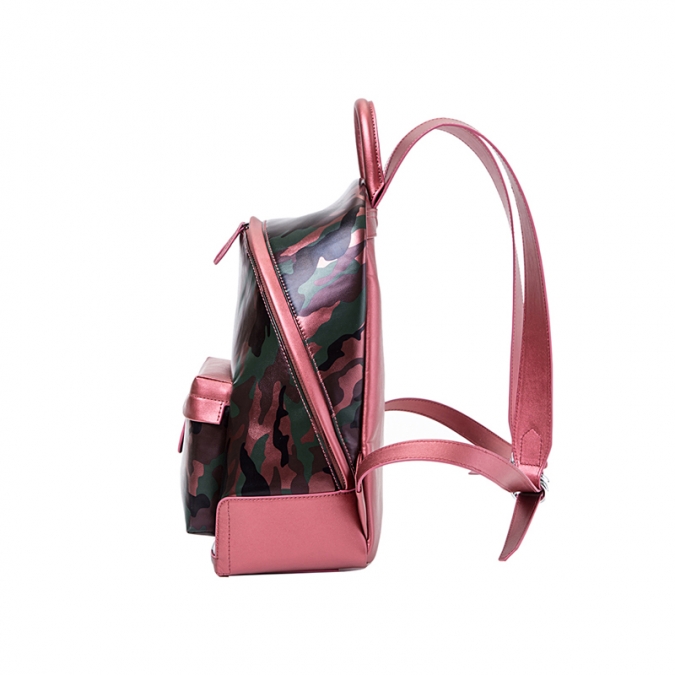 bonito design camuflagem rosa genuíno mochila escolar de couro genuíno 
