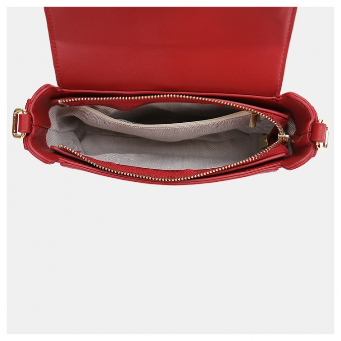 sacola de axila de couro vegan de marca personalizada vermelha para mulheres 